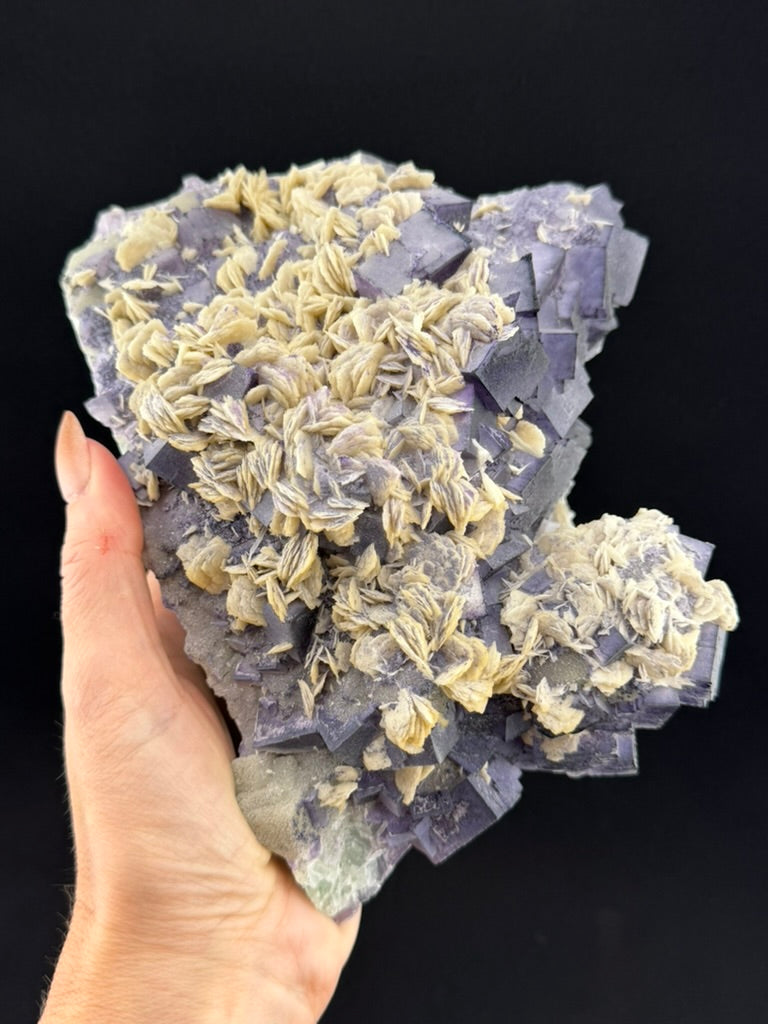 "QR Code" Fluorite with Petal Calcite, Guizhou, China