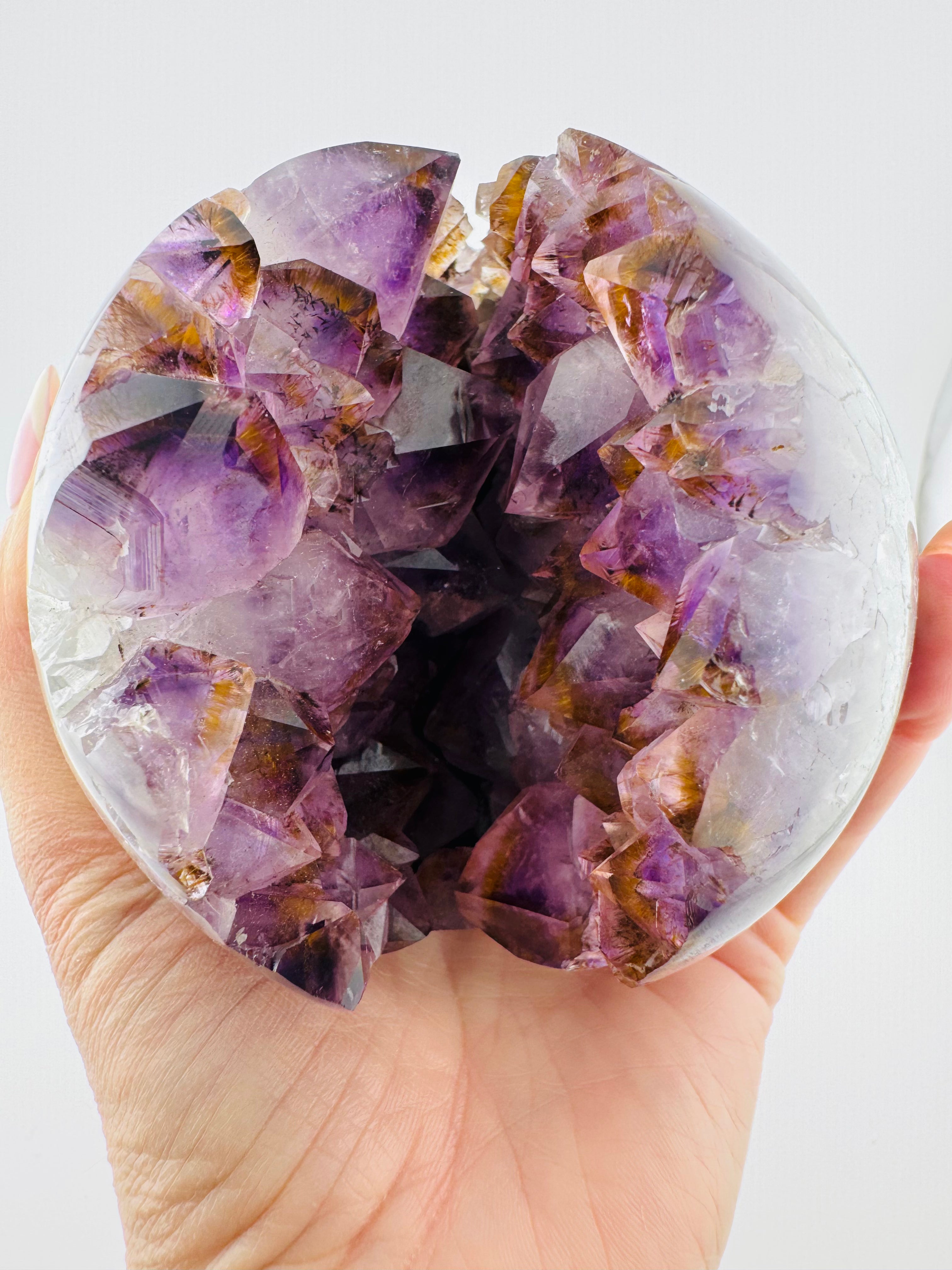Golden Rutile Amethyst Sphere