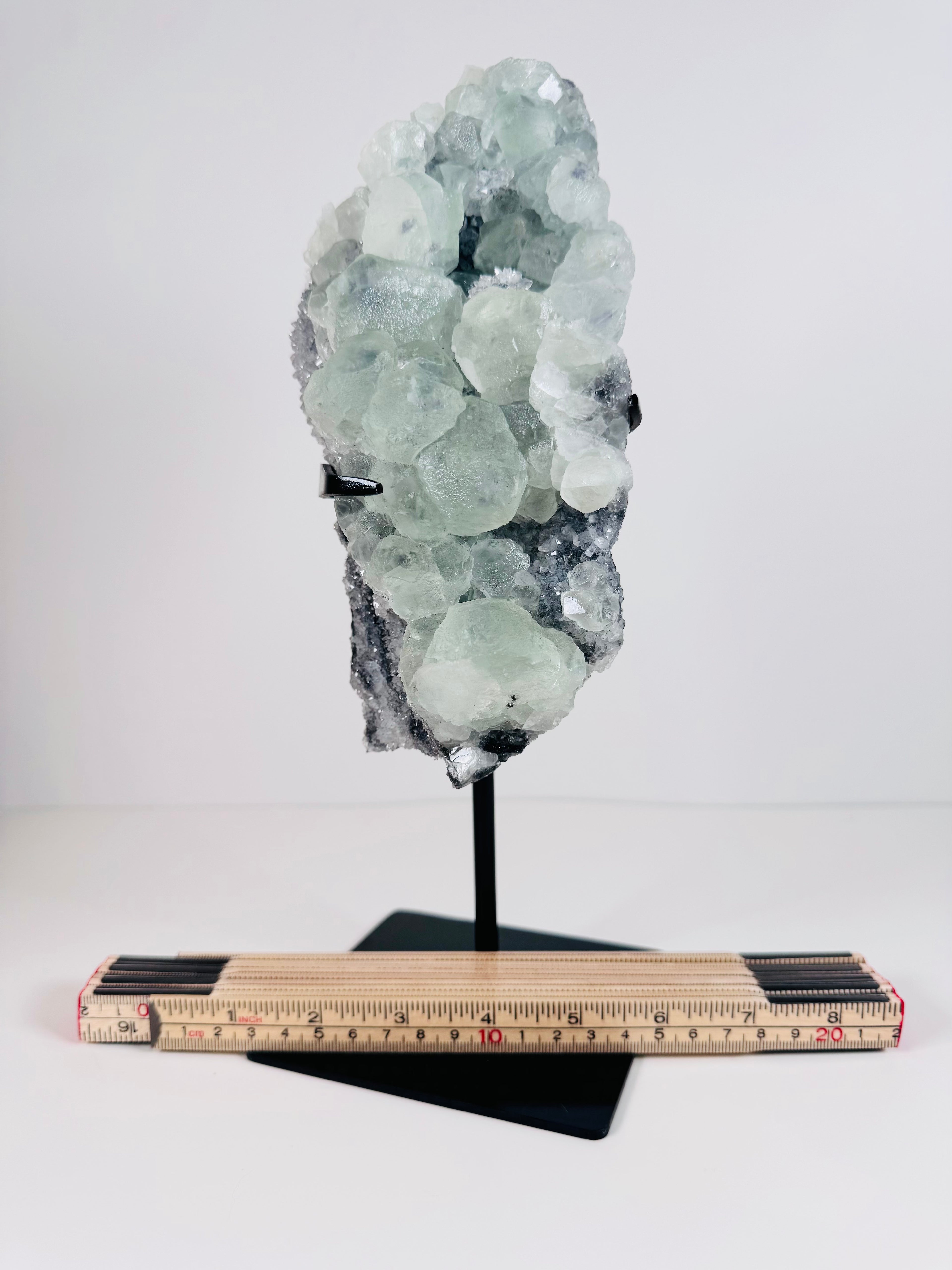 Green Fluorite with Quartz Bloom