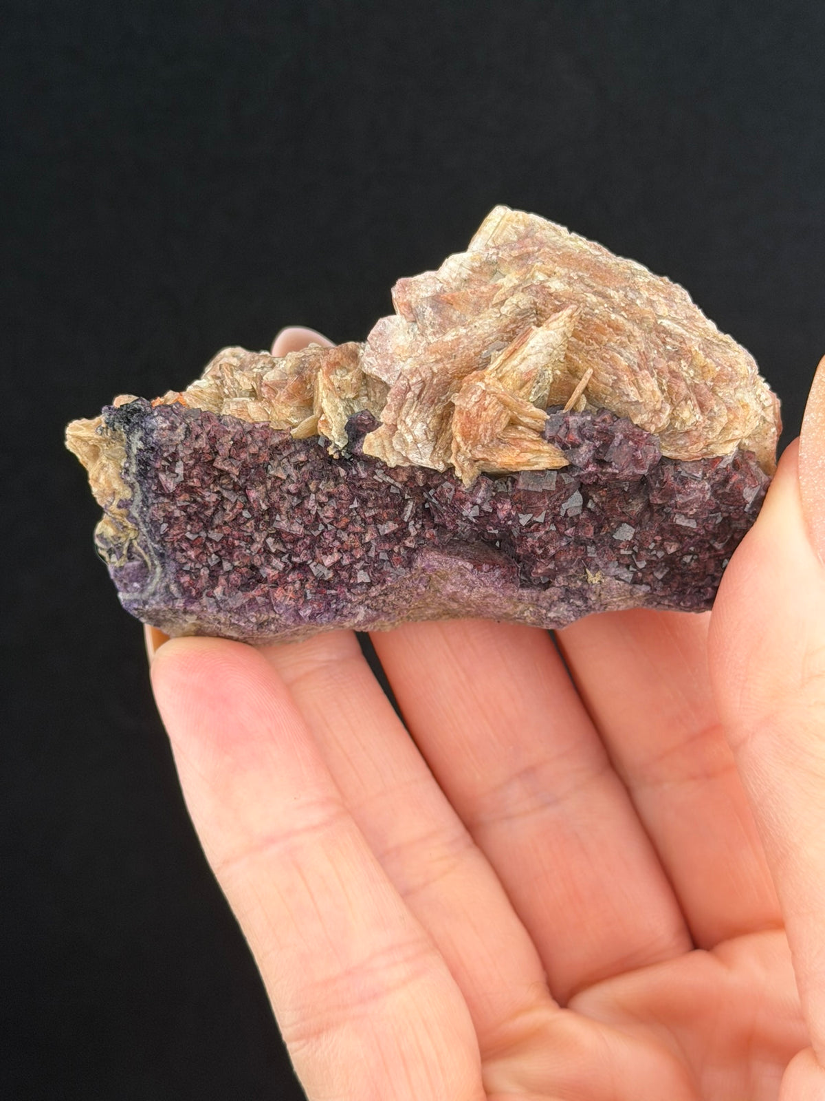 Pink Barite on Fluorite, Ontario, Canada