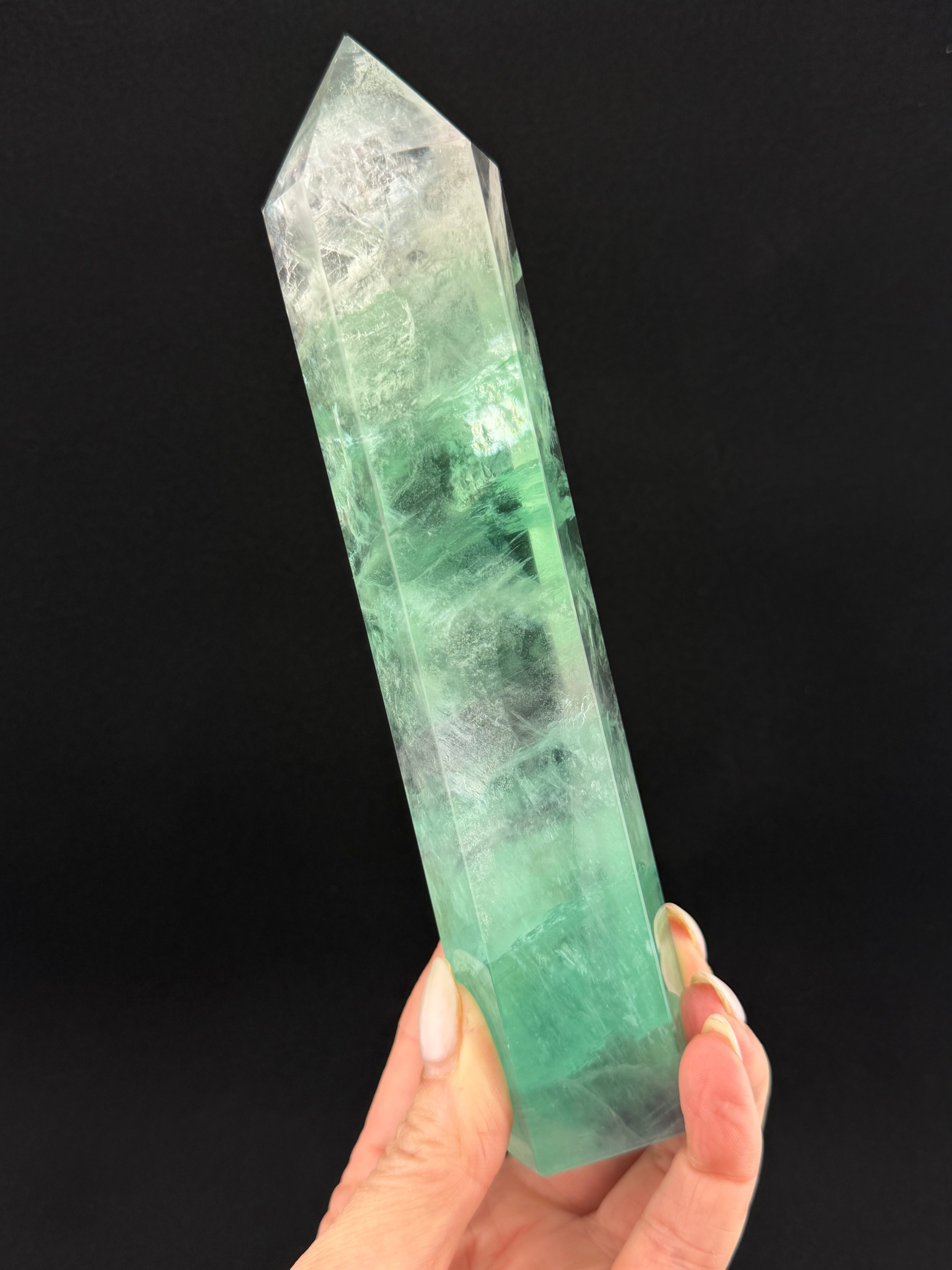 Green and Lavendar Fluorite obelisk