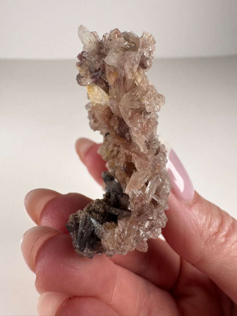 Pink Selenite, Feldspar and Black Tourmaline