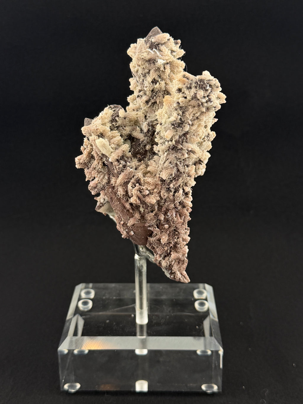 Sugar Quartz Cluster with Feather Calcite – Huanggang Mine, Inner Mongolia