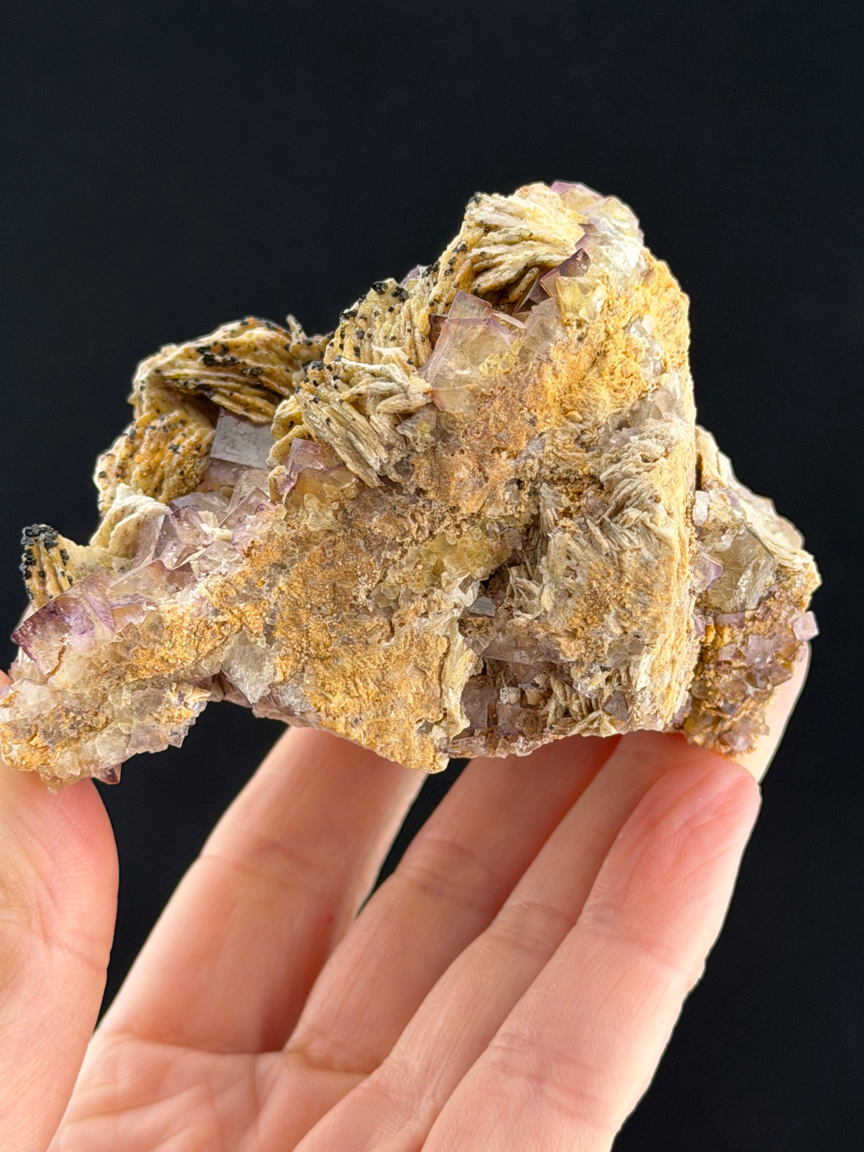 Fluorite and Barite with Goethite Pseudomorphs after Pyrite, North Yorkshire, England