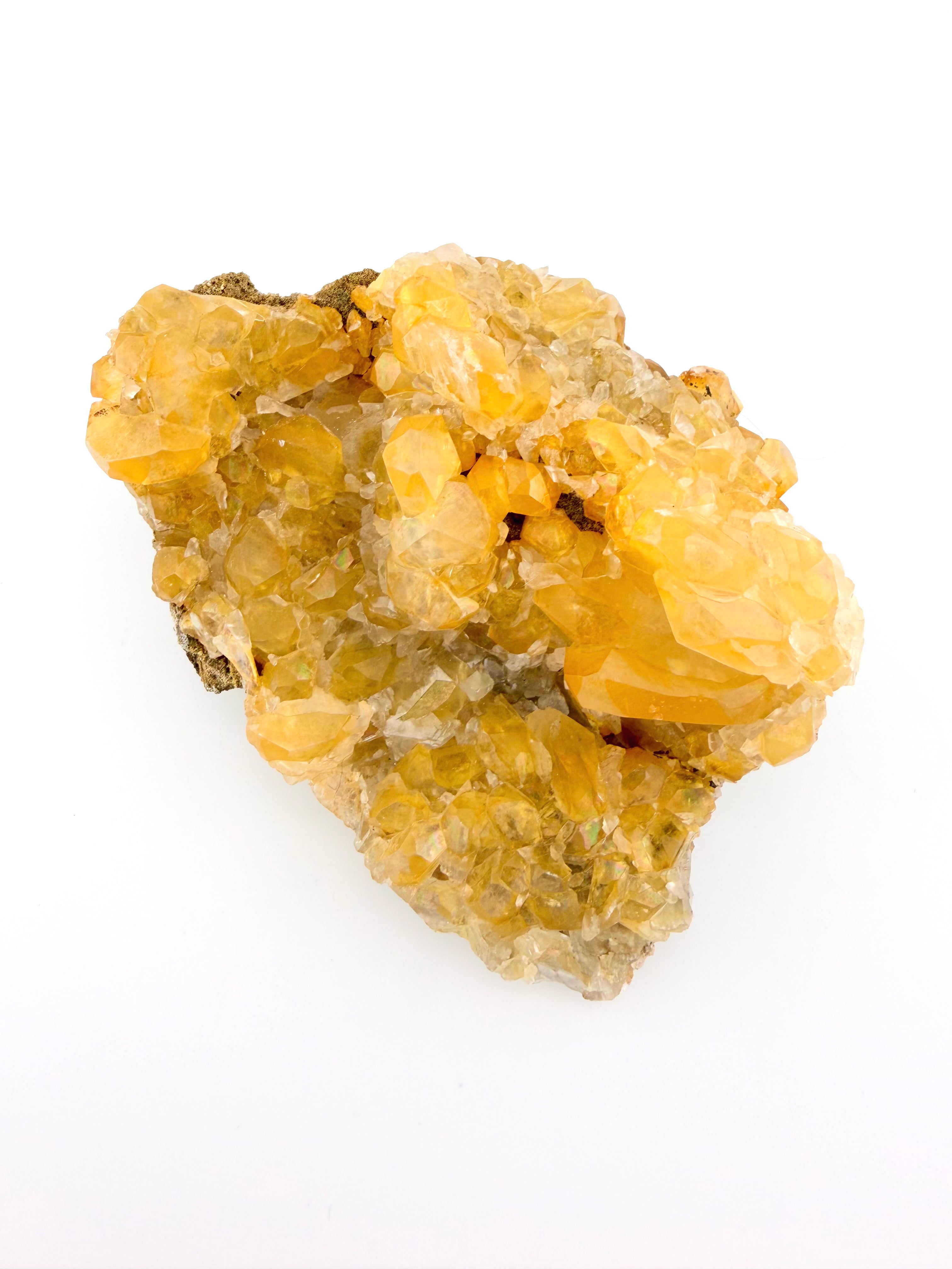 Iridescent Honey Calcite Cluster