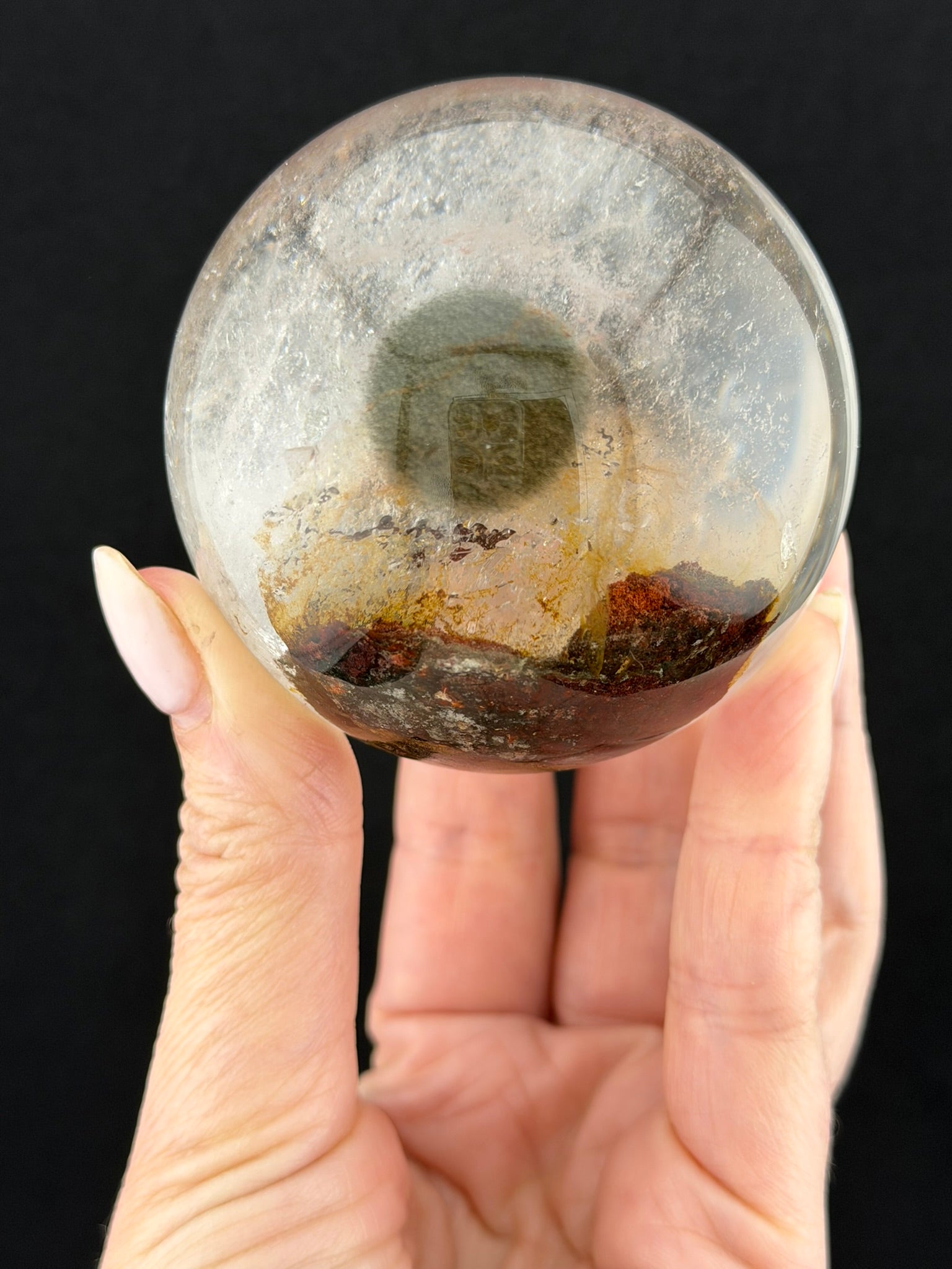 Petroleum Included Garden Quartz Sphere, Brazil