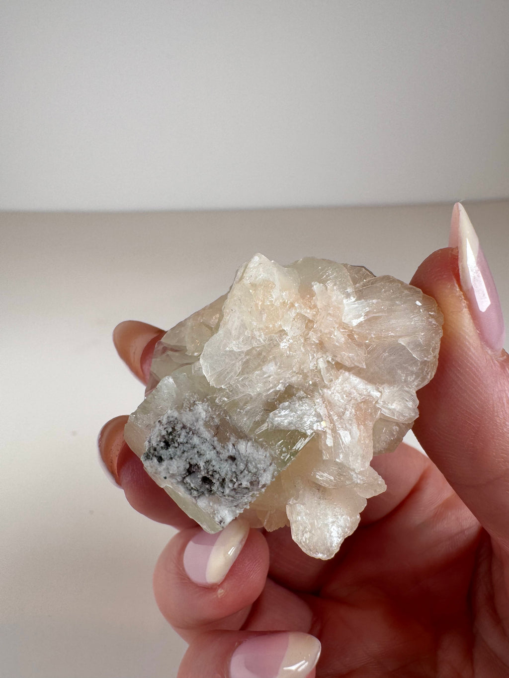 Green Apophyllite with Peachy Stilbite