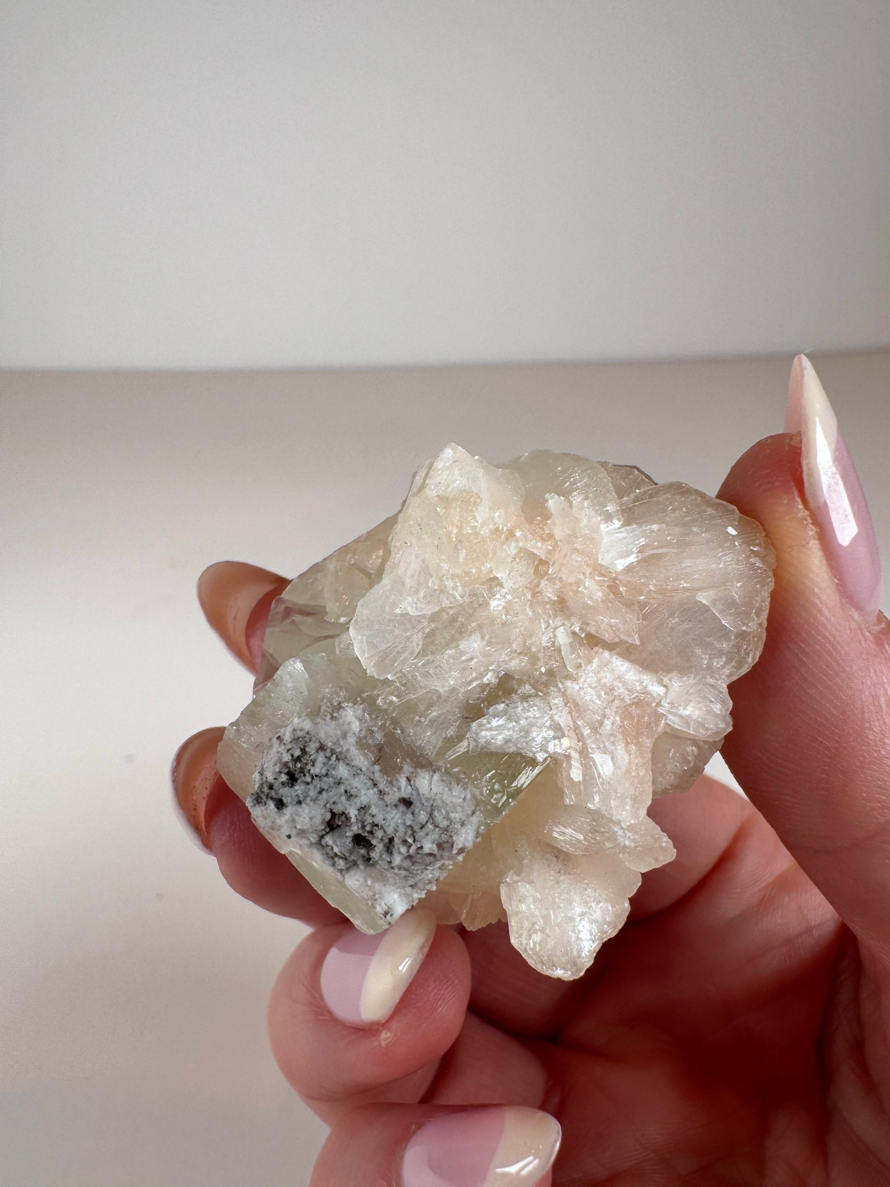 Green Apophyllite with Peachy Stilbite