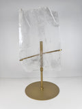 5kg Ultra-Clear Selenite Slab on Custom Gold Stand