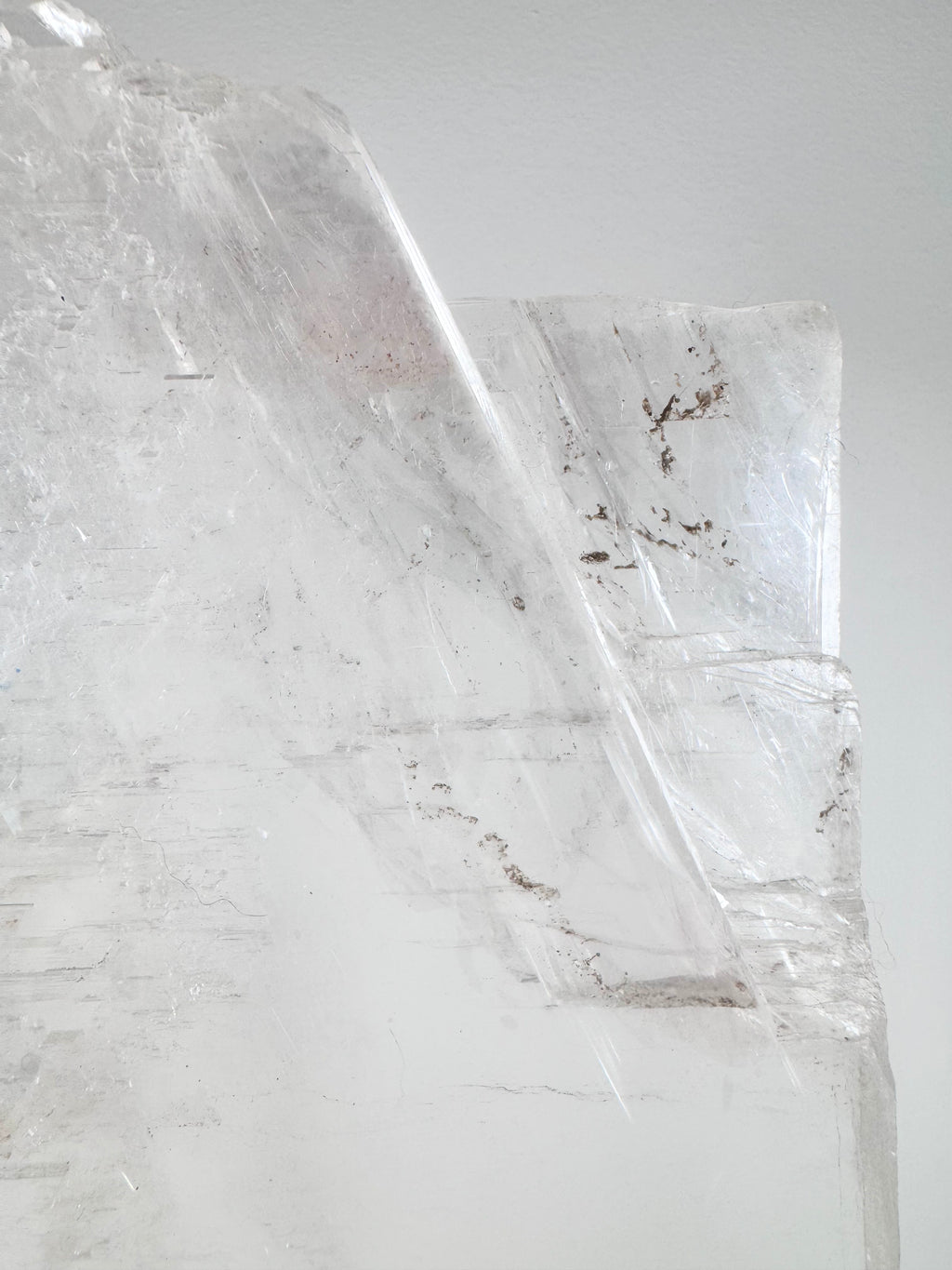5kg Ultra-Clear Selenite Slab on Custom Gold Stand