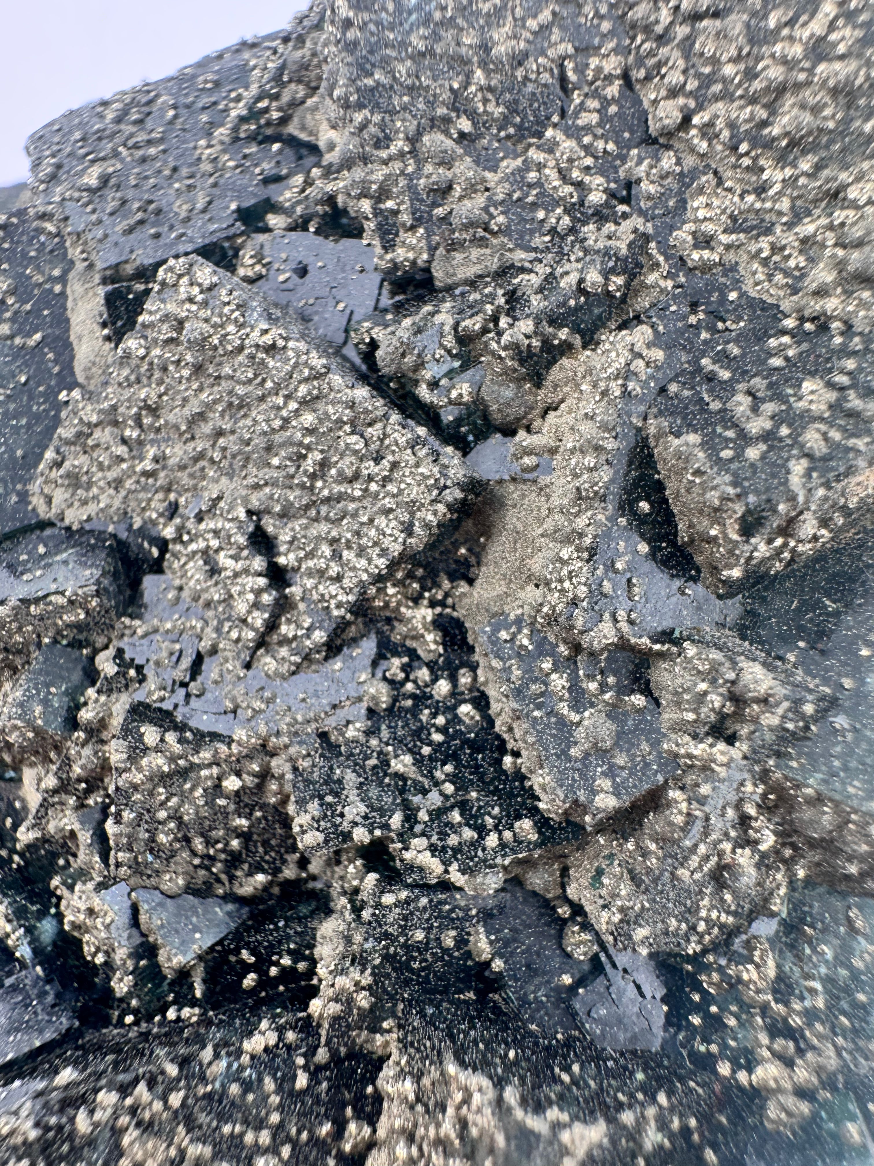 Black Fluorite with Pyrite, from Inner Mongolia