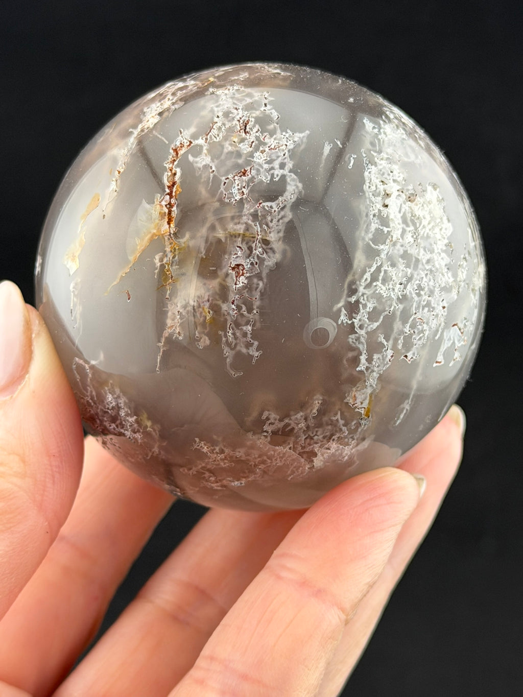 Moss Agate Sphere (chalcedony with dendritic inclusions)