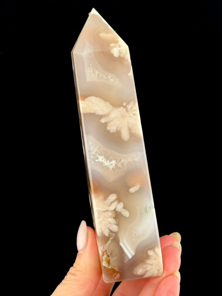 Pink Flower Agate Obelisk - Madagascar