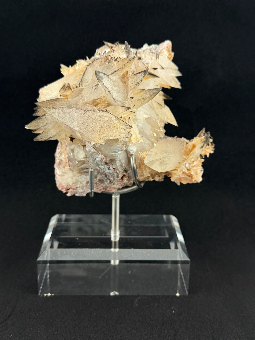 Black Tip Calcite Cluster – Leiping Mine, Hunan, China