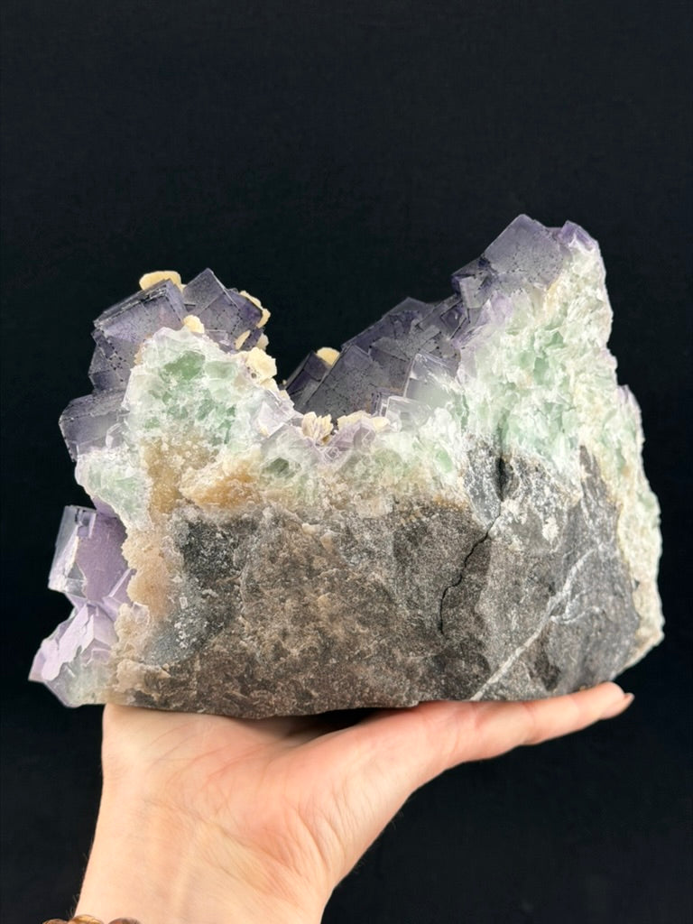 "QR Code" Fluorite with Petal Calcite, Guizhou, China