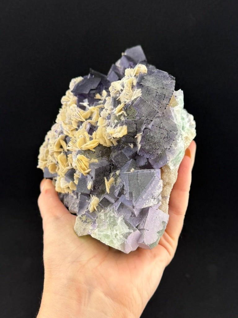"QR Code" Fluorite with Petal Calcite, Guizhou, China