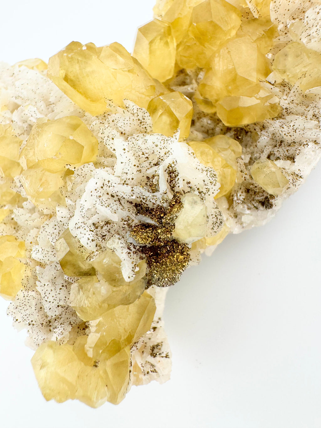 Yellow Benz Calcite with Dolomite and Pyrite