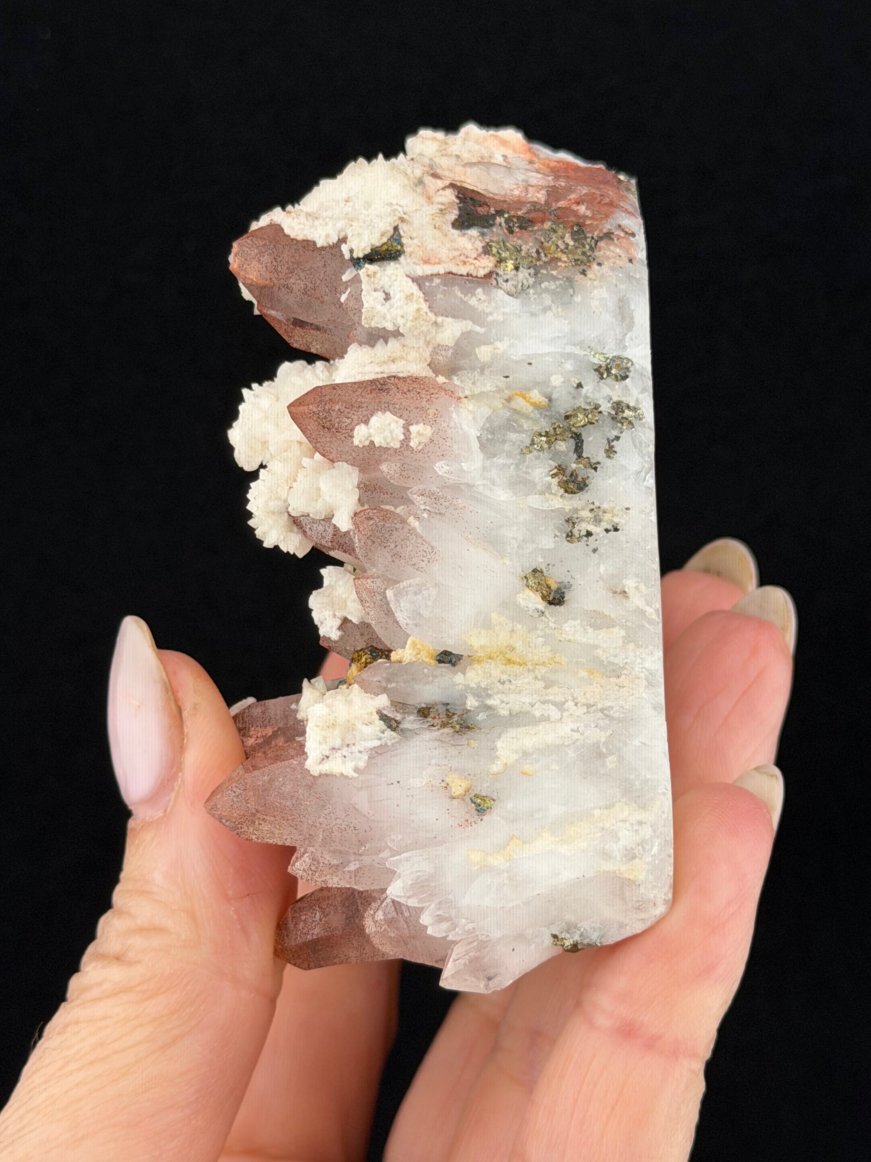Strawberry Quartz with Dolomite & Pyrite – Jiangxi, China
