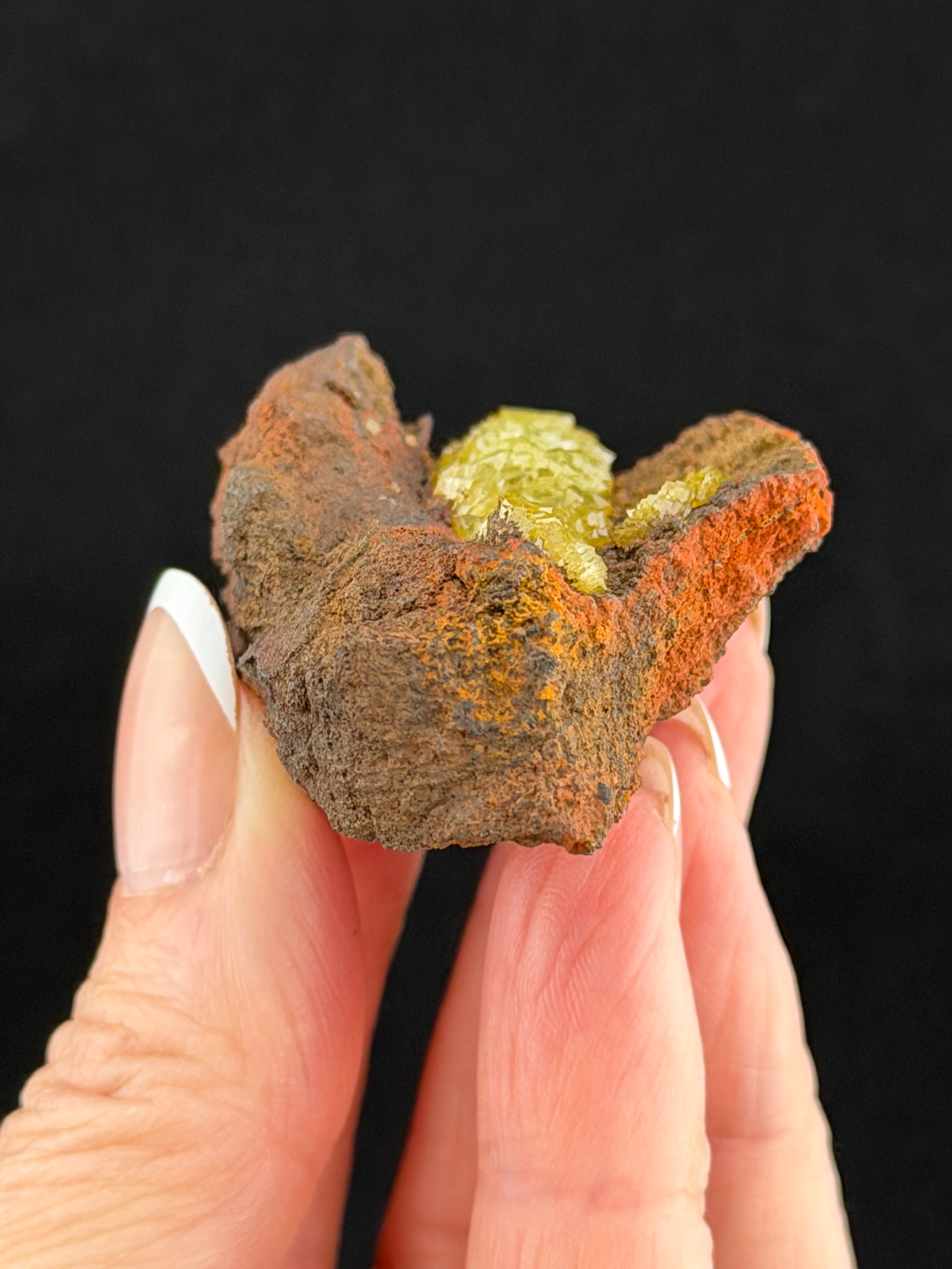 Adamite and Calcite on Limonite, Mexico