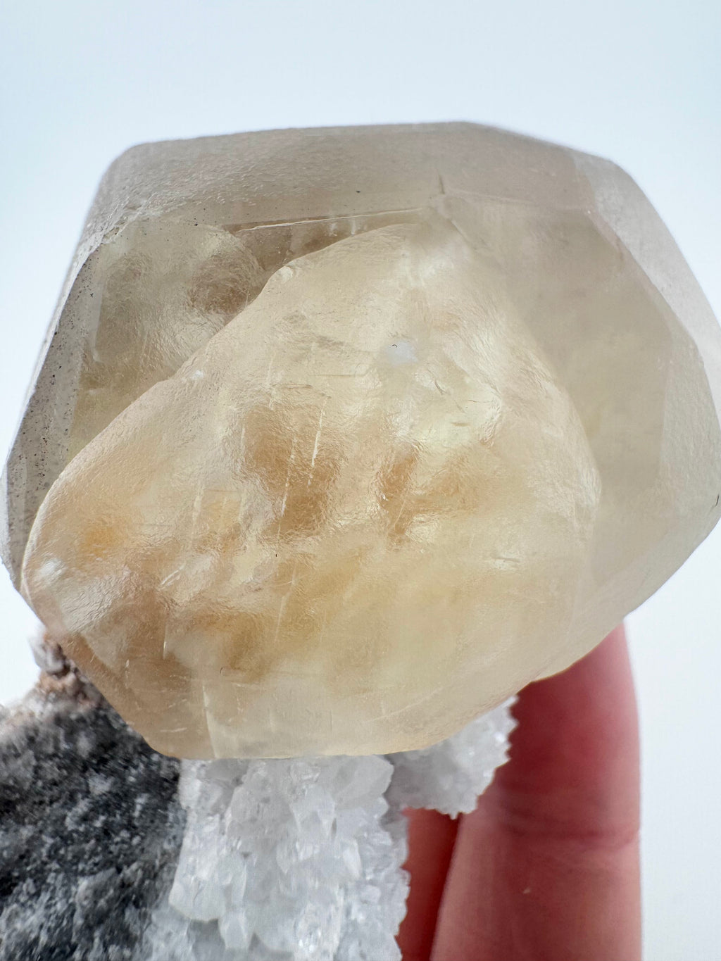 Honey Calcite on Quartz