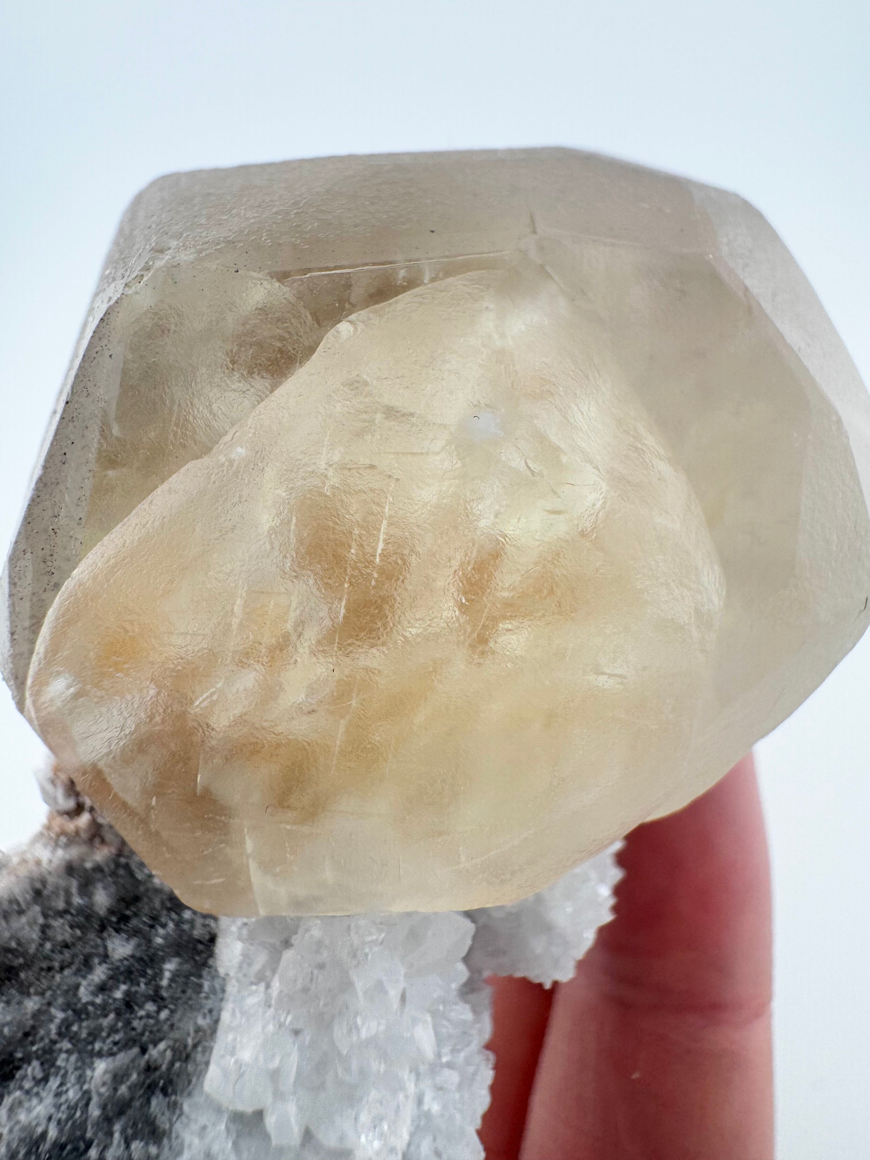 Honey Calcite on Quartz
