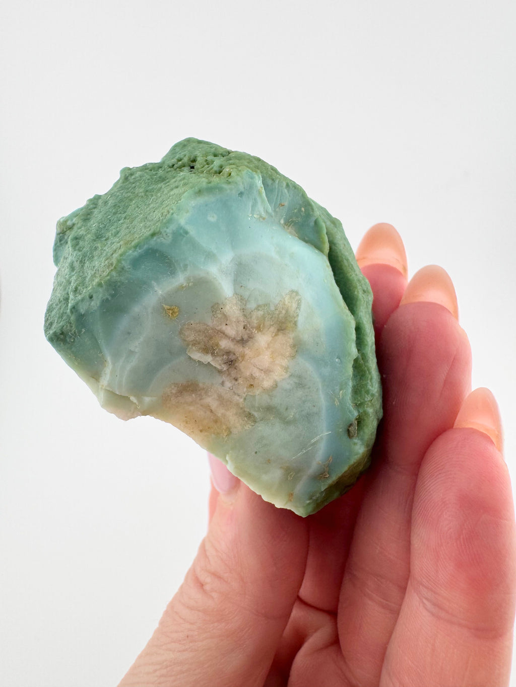 Raw Green Cherry Blossom Agate