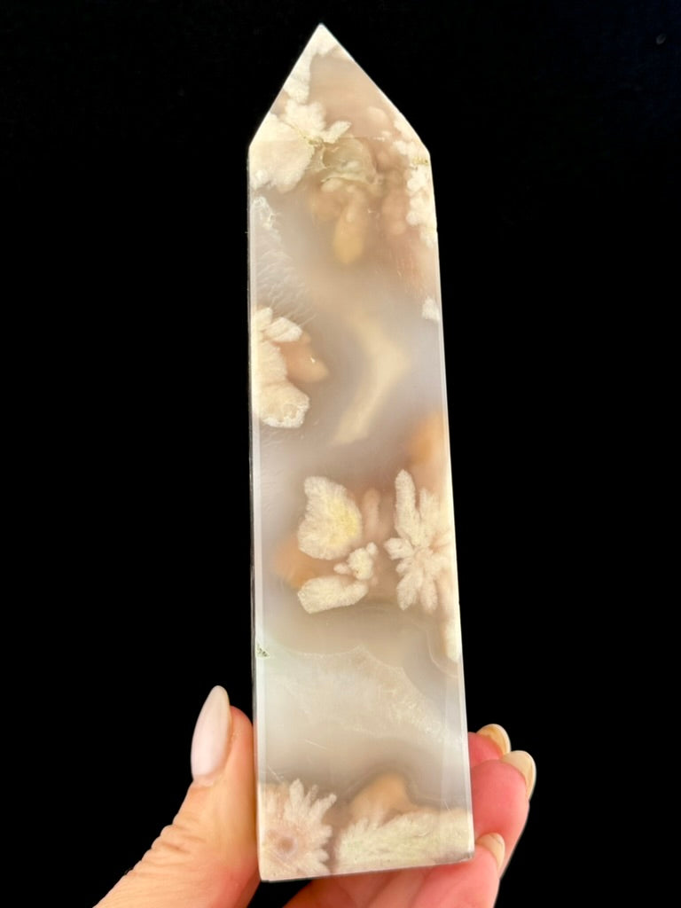 Pink Flower Agate Obelisk - Madagascar