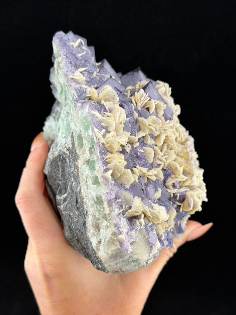 "QR Code" Fluorite with Petal Calcite, Guizhou, China