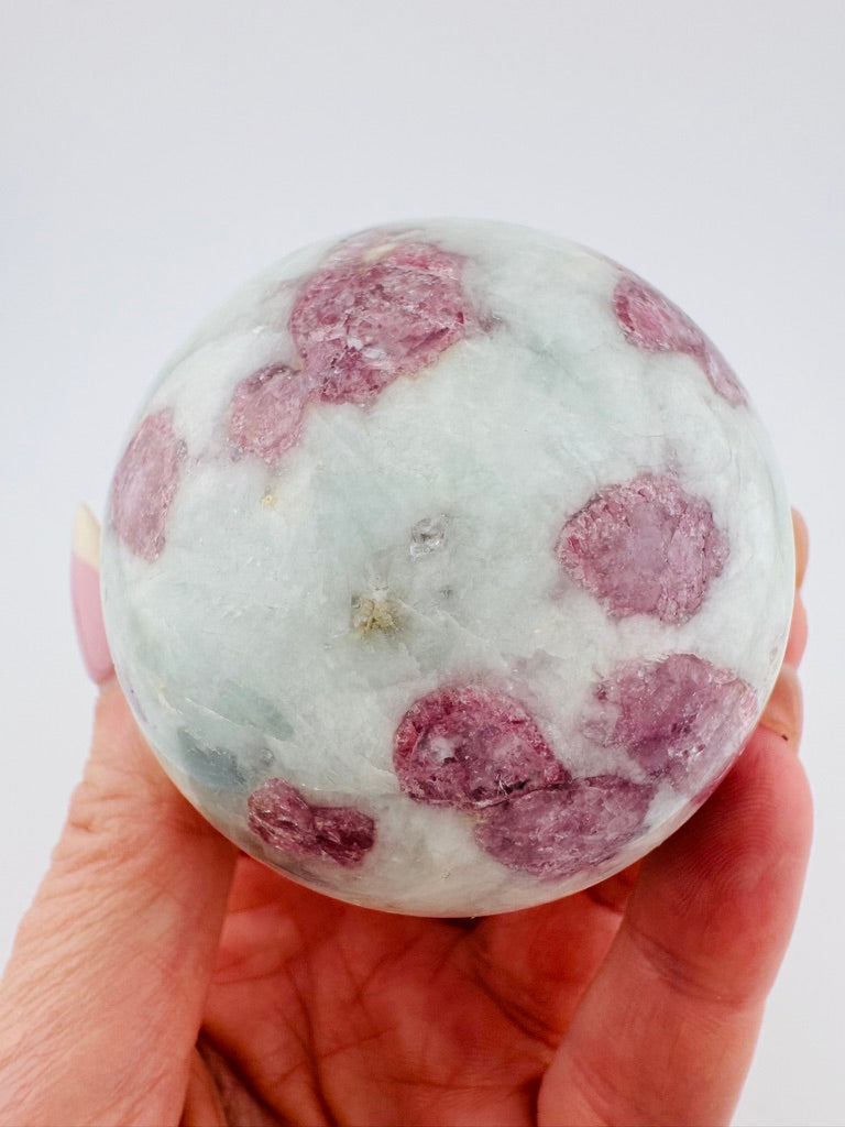 Pink Tourmaline Sphere with Lepidolite Accents