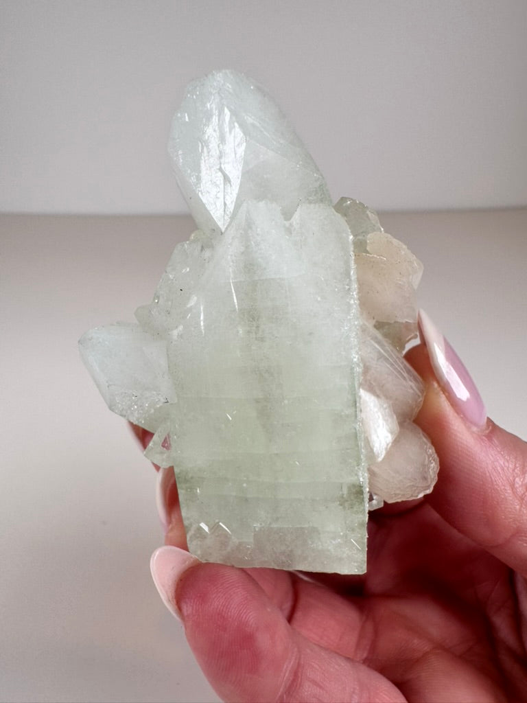 Green Apophyllite with Peach Stilbite