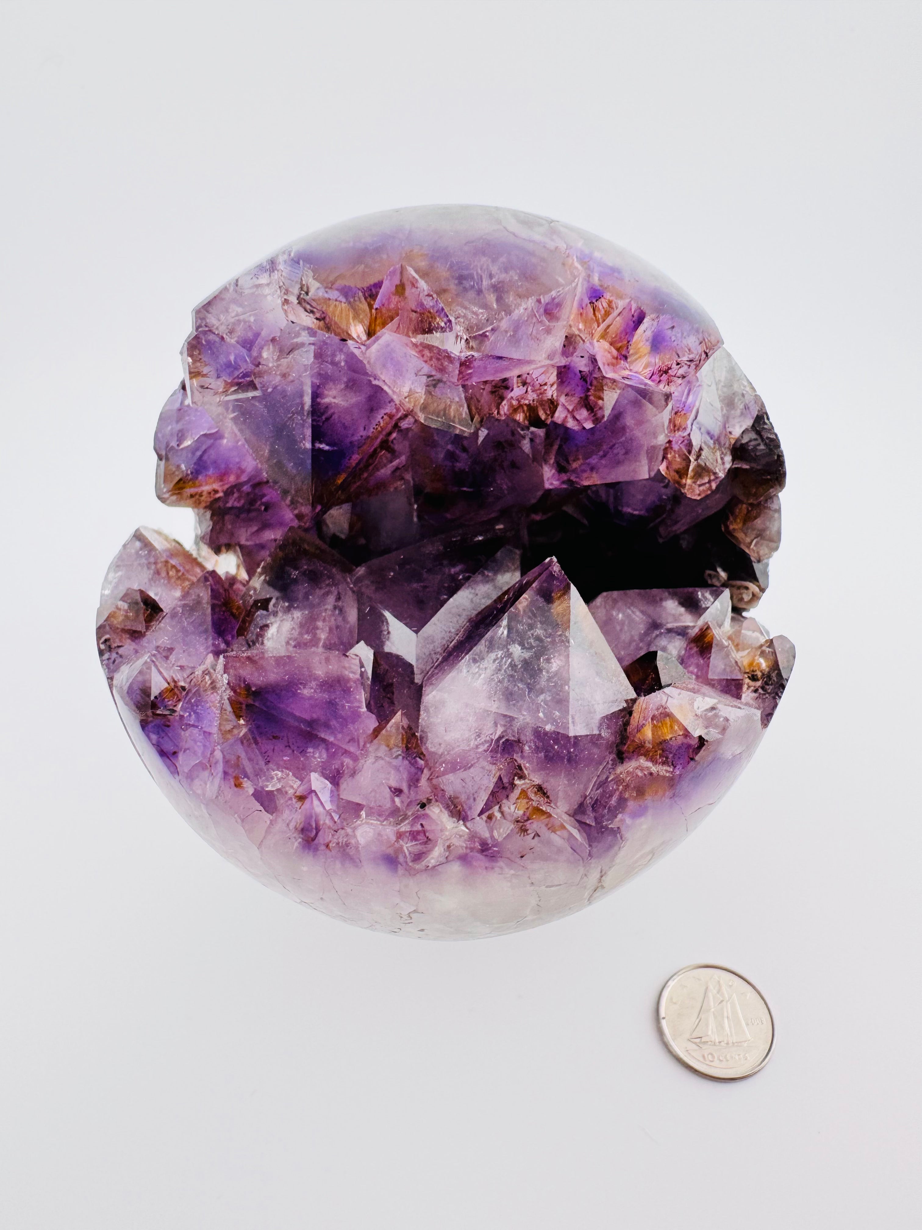 Golden Rutile Amethyst Sphere