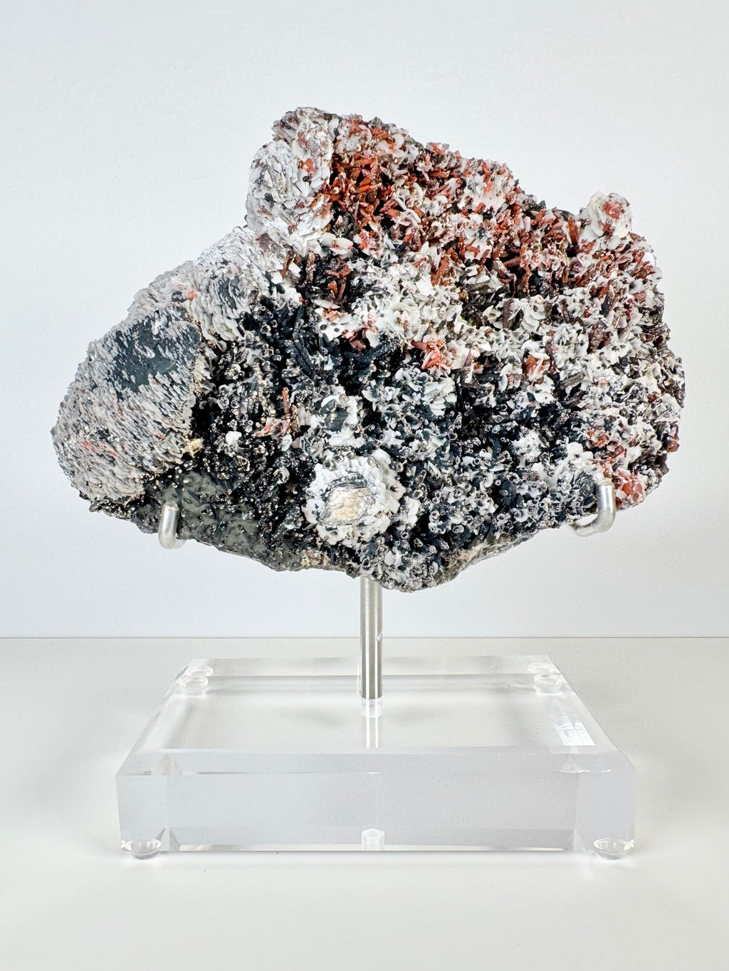 Black and Red Quartz, Petal Calcite and Pyrite