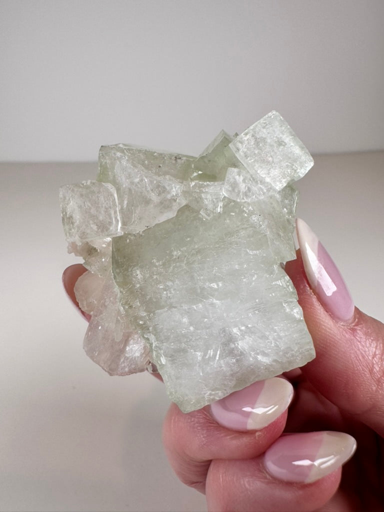 Green Apophyllite with Peach Stilbite