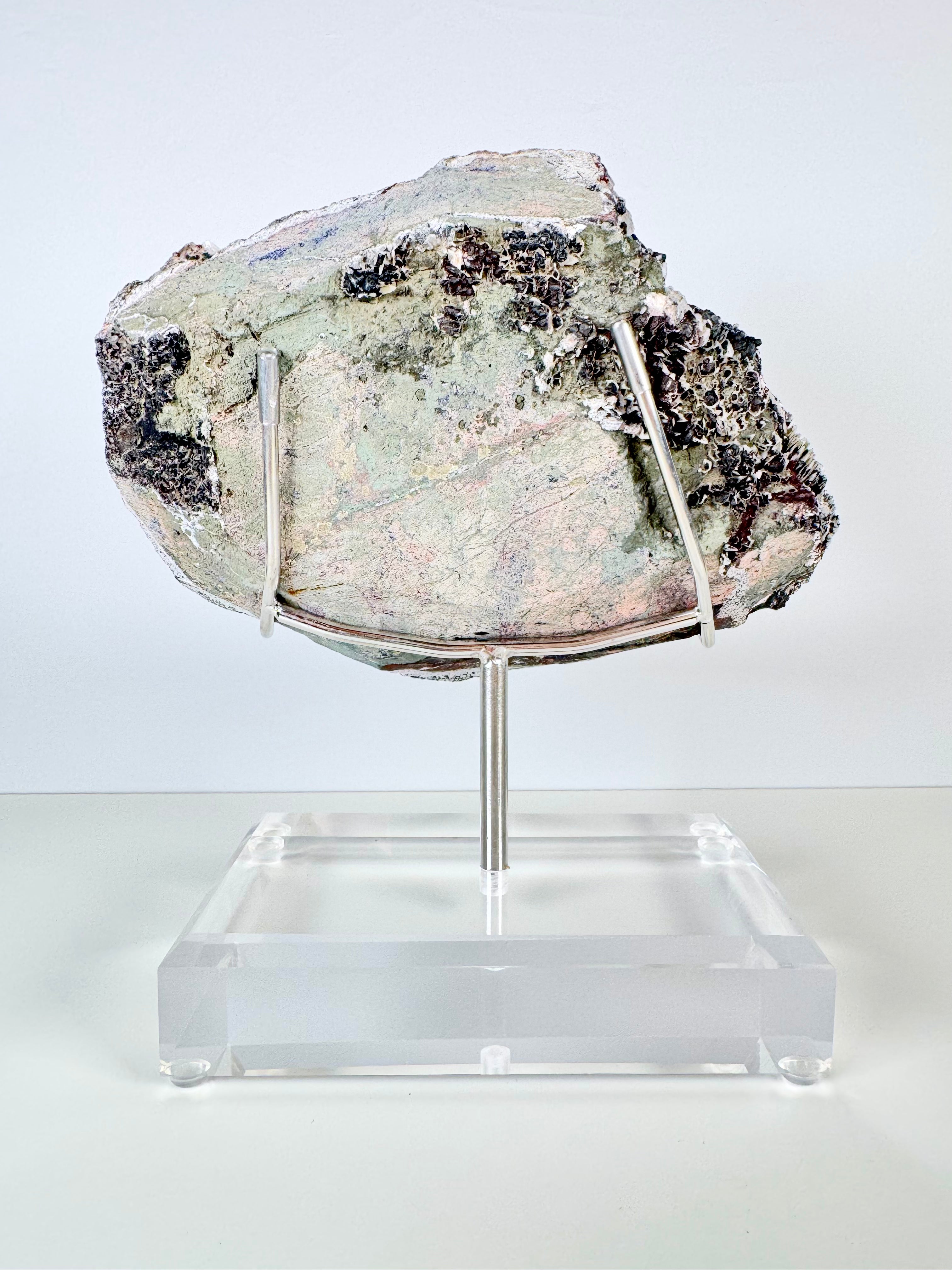 Black and Red Quartz, Petal Calcite and Pyrite