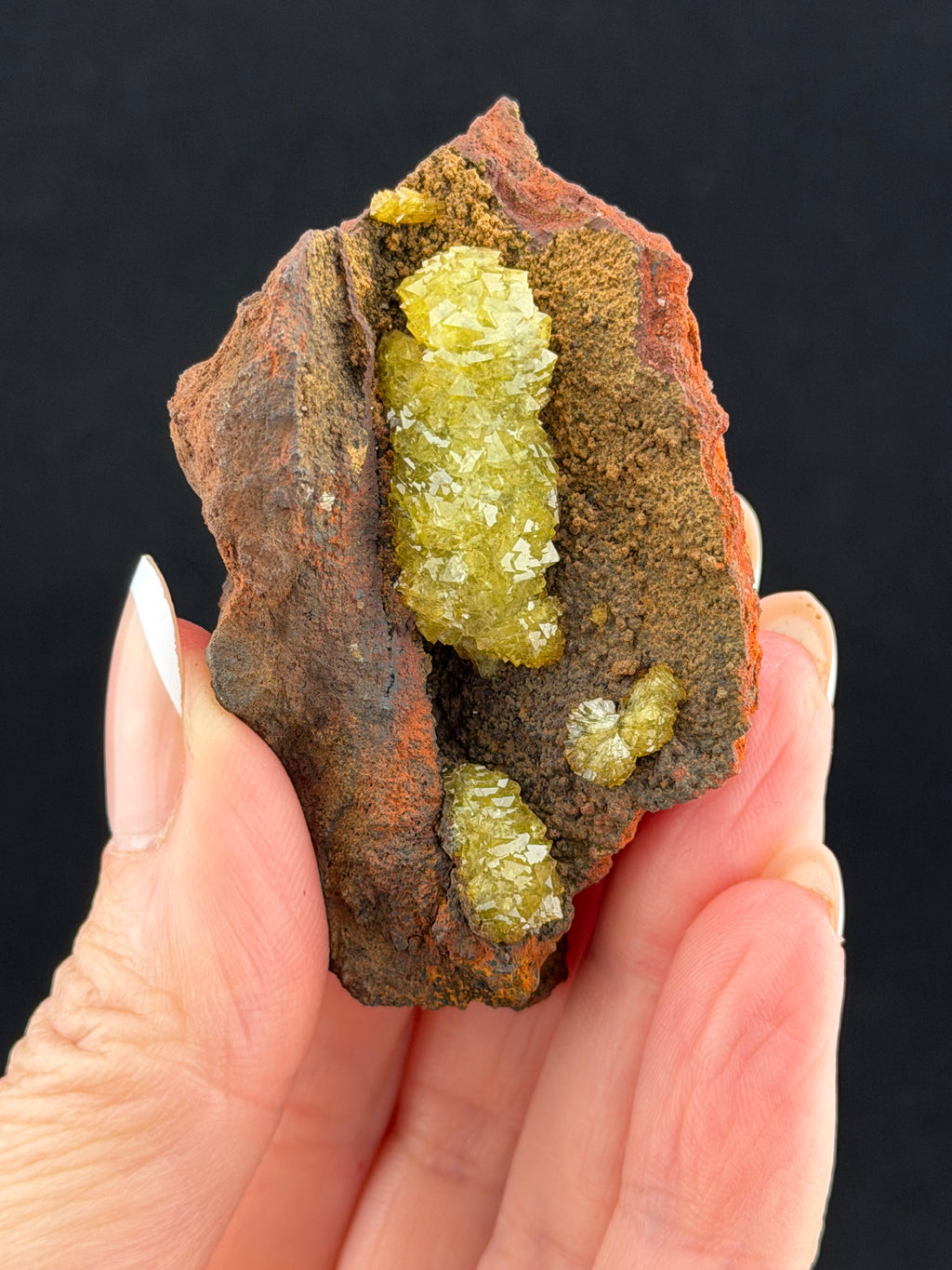 Adamite and Calcite on Limonite, Mexico