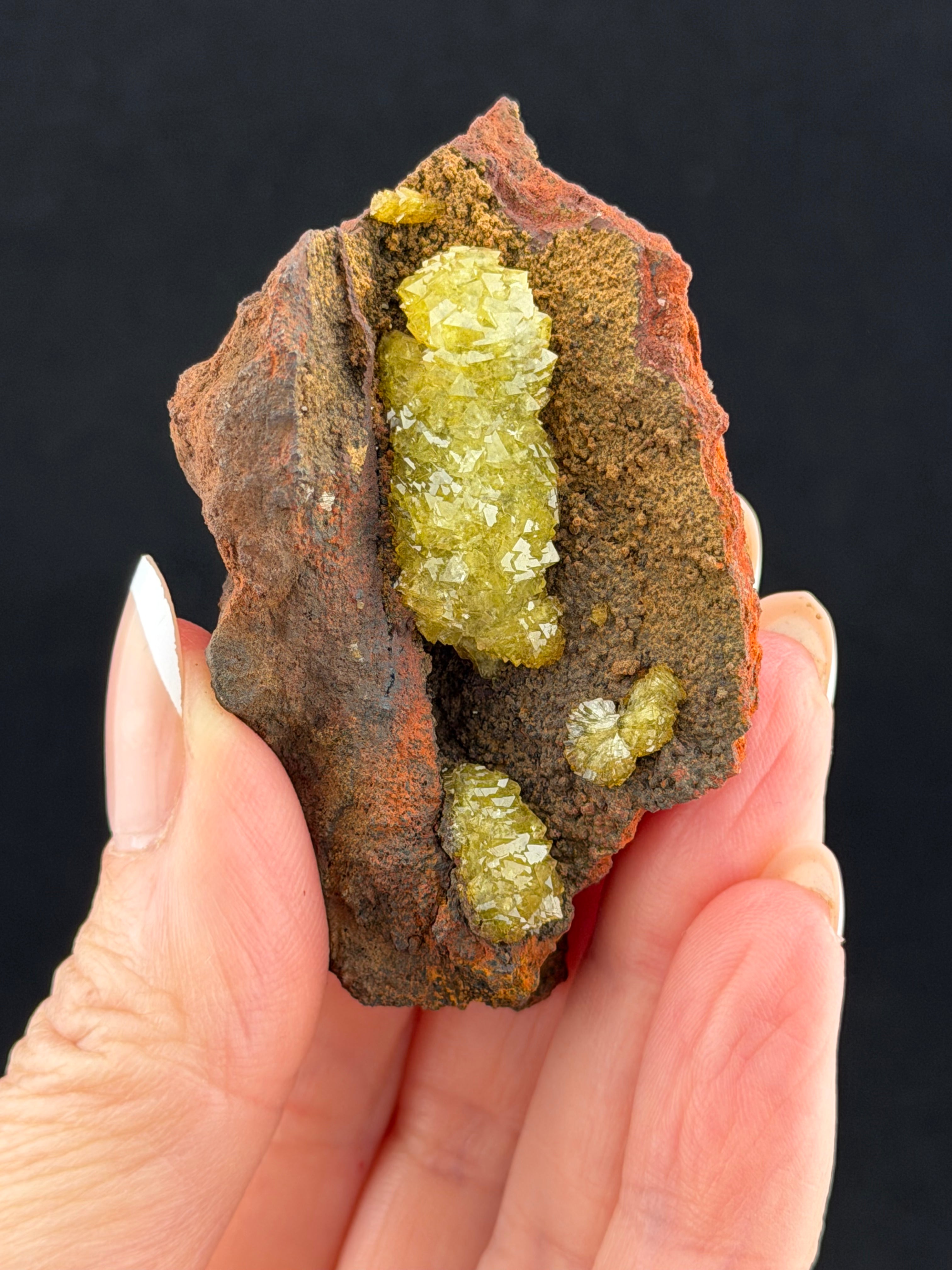 Adamite and Calcite on Limonite, Mexico
