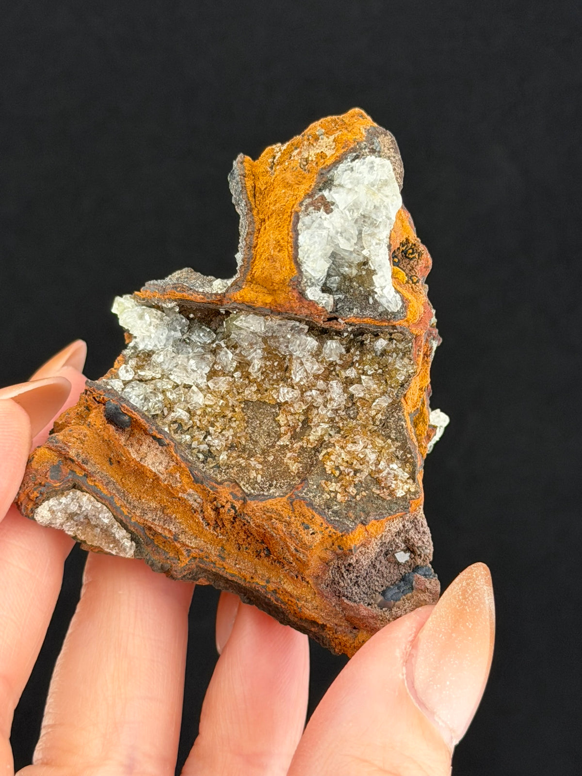 Adamite & Calcite on Limonite, Durango, Mexico