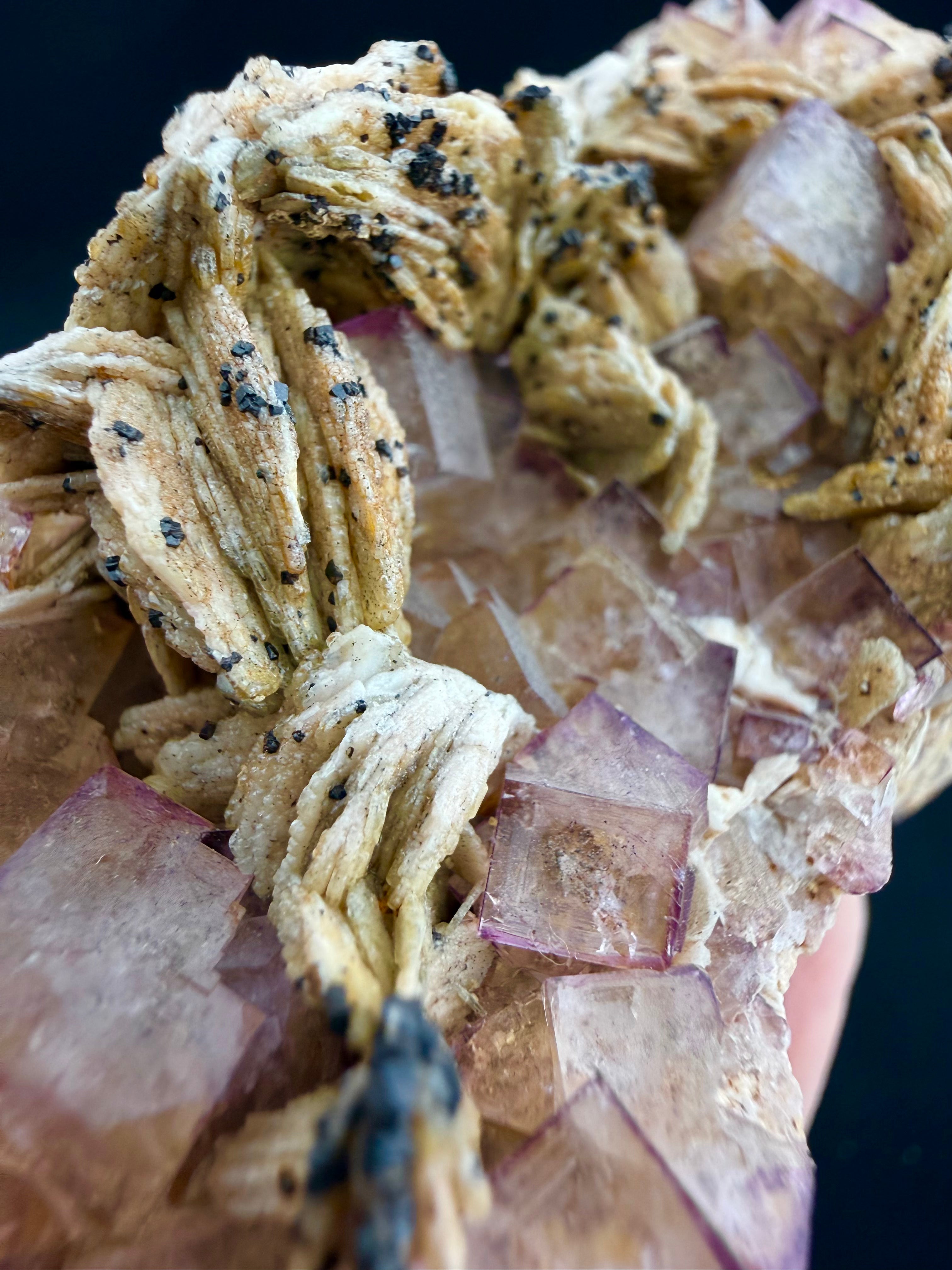 Fluorite and Barite with Goethite Pseudomorphs after Pyrite, North Yorkshire, England