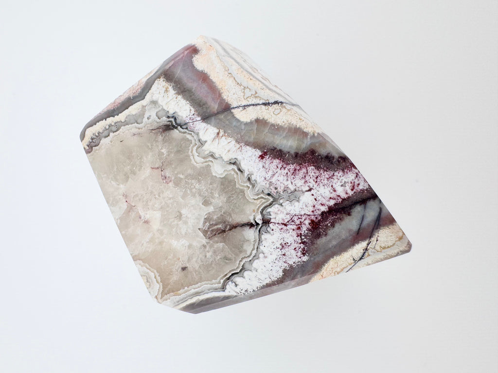 Red Mexico Lace Agate with Quartz Freeform