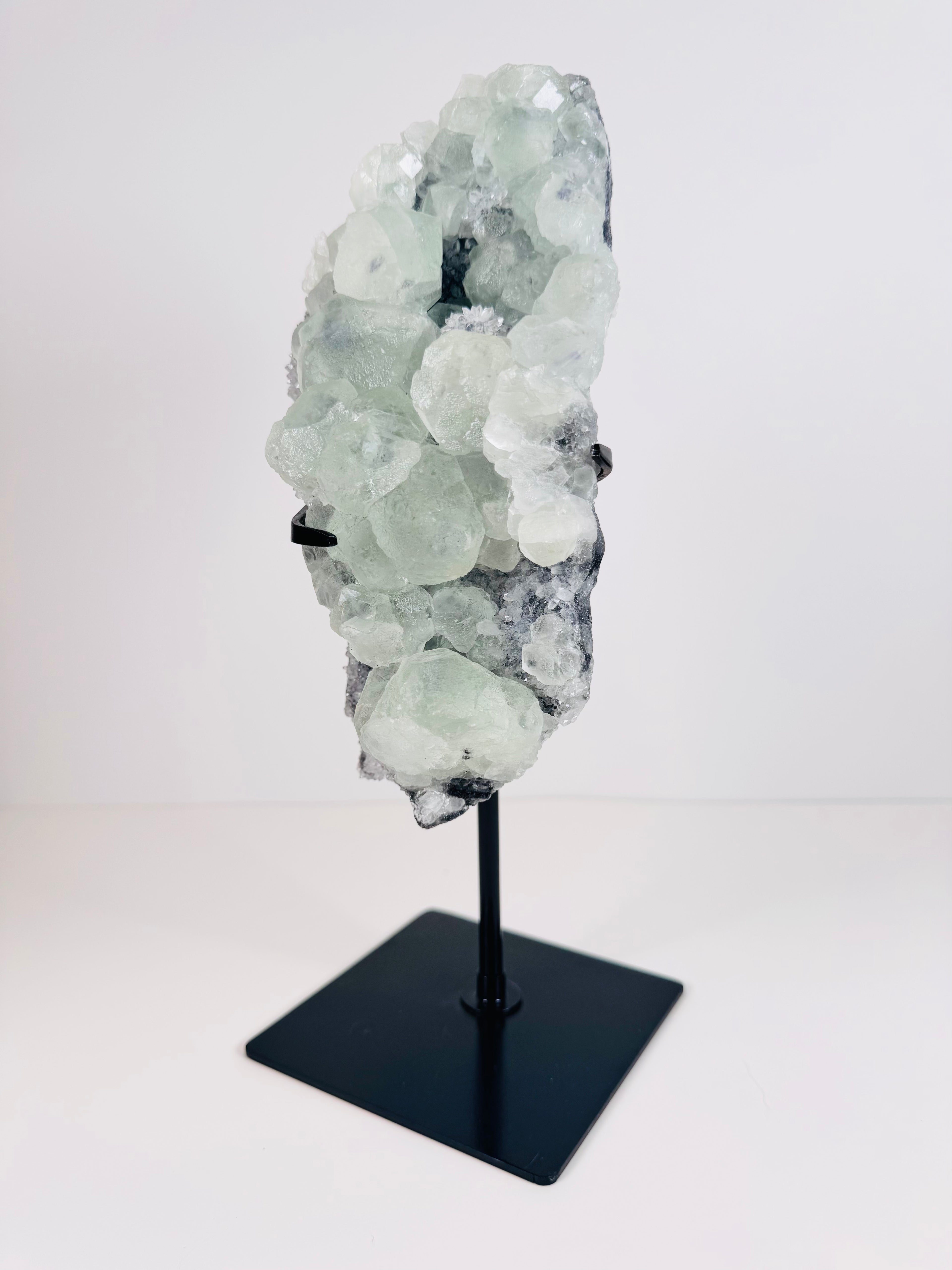 Green Fluorite with Quartz Bloom