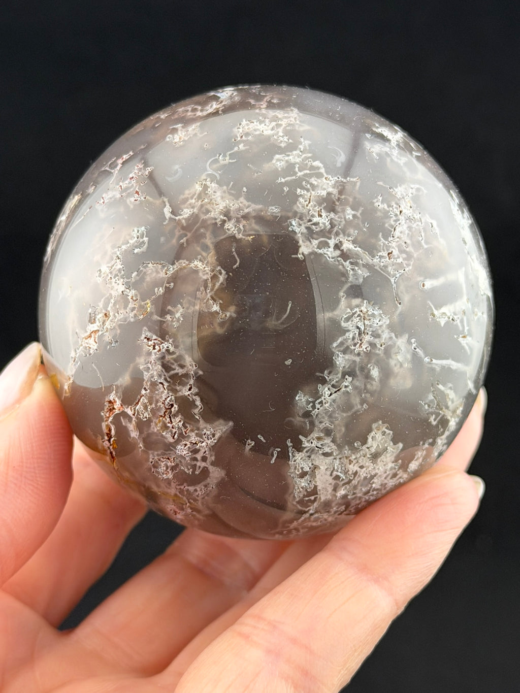 Moss Agate Sphere (chalcedony with dendritic inclusions)