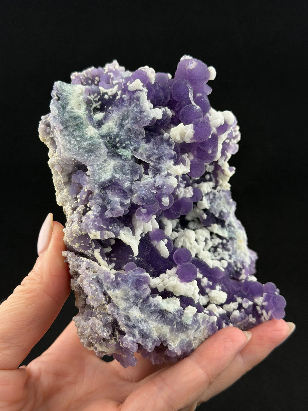 Grape agate (botryoidal chalcedony) with white calcite - West Sulawesi, Indonesia