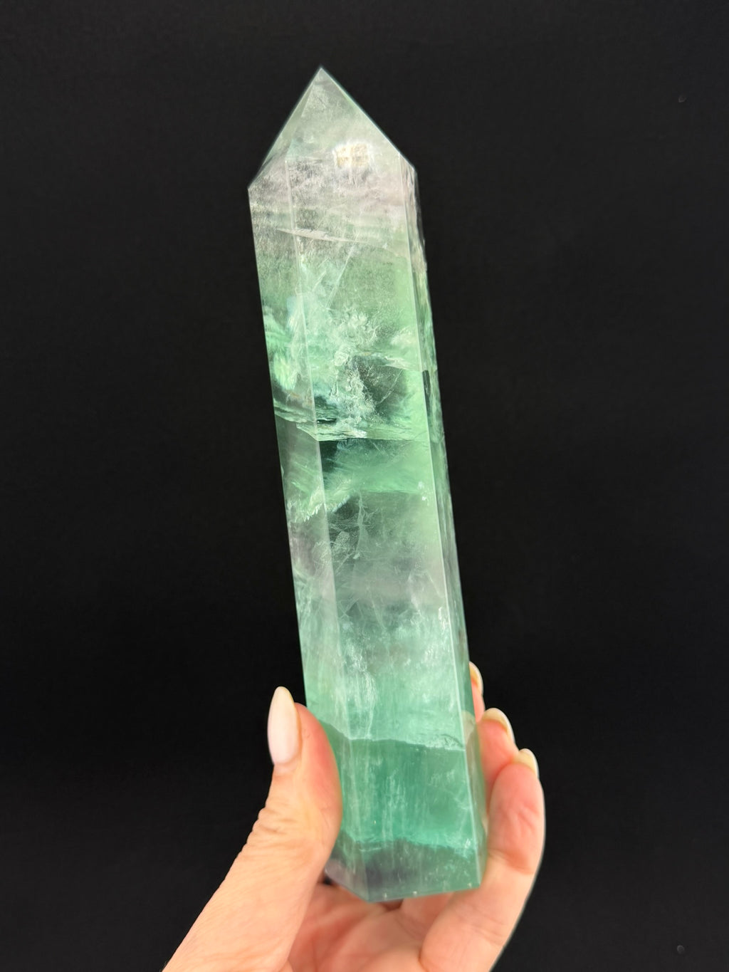 Green and Lavendar Fluorite obelisk
