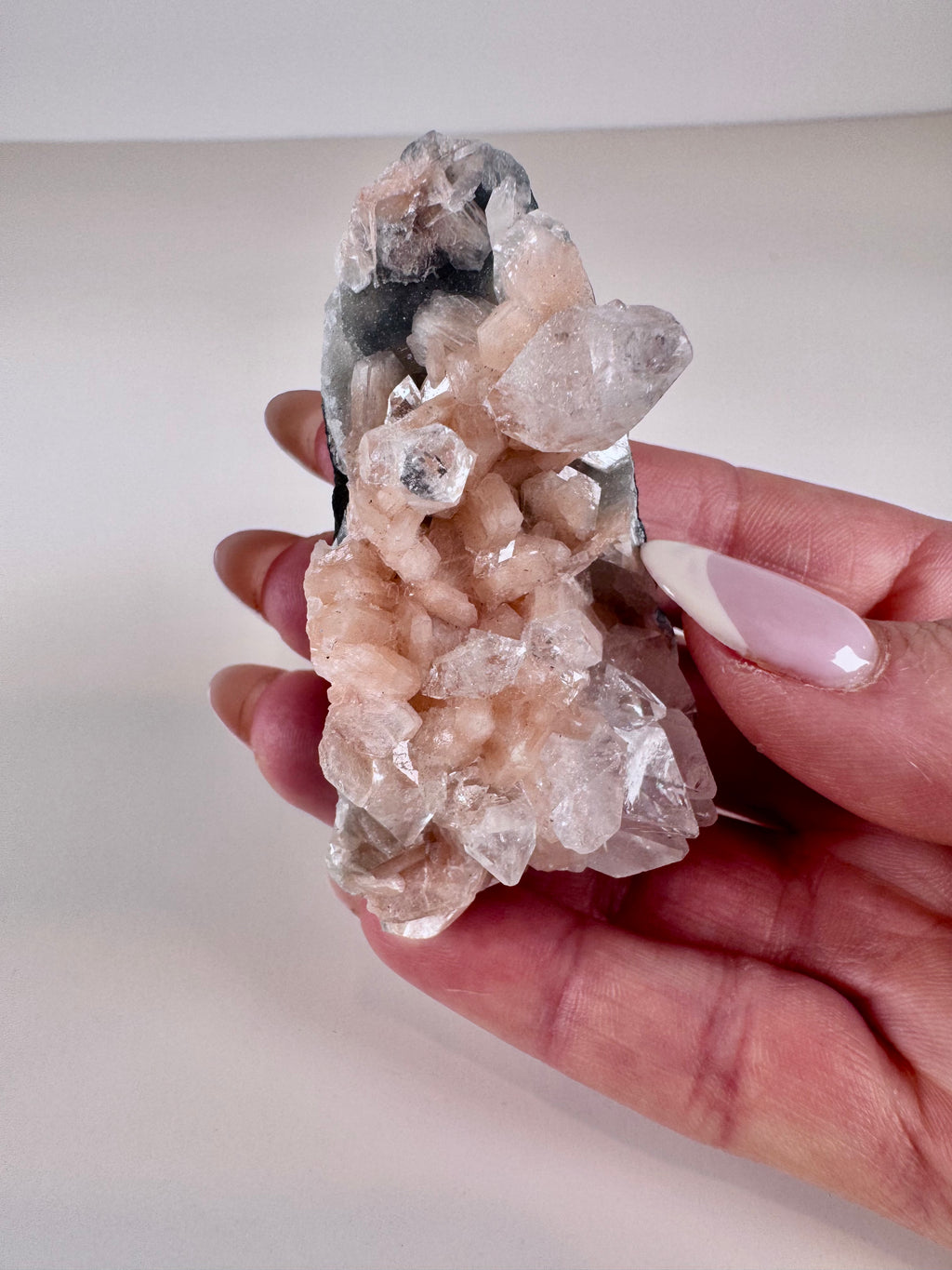 White Apophyllite with Peachy Stilbite