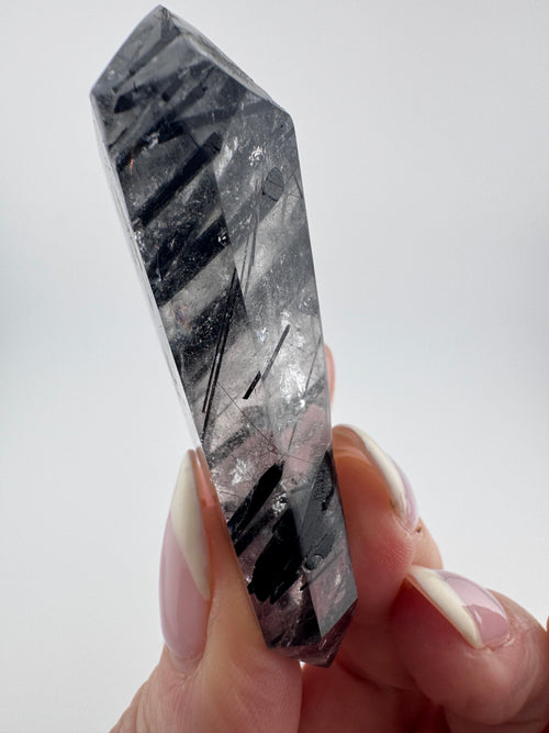 Black Tourmaline and Quartz Wand
