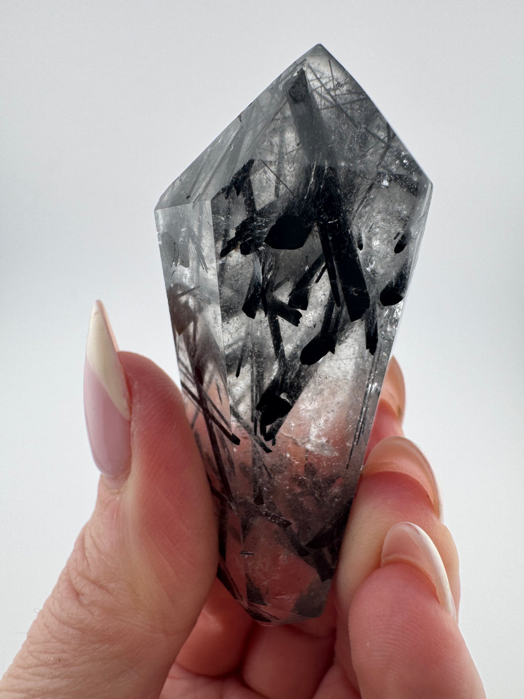 Black Tourmaline and Quartz Wand