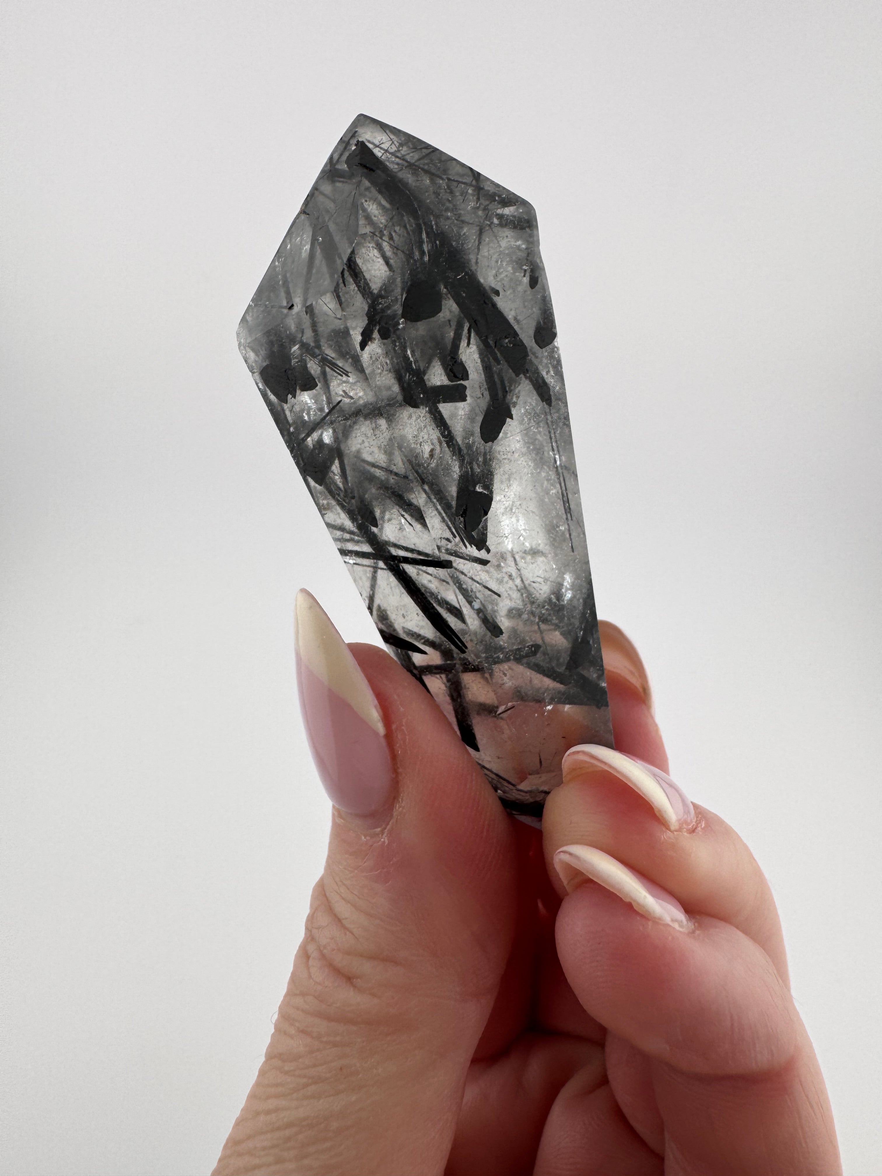 Black Tourmaline and Quartz Wand