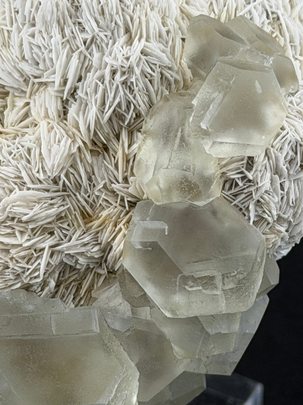 Fluorite on Barite, "Vein Prospect", Rogers Mine, Ontario, Canada