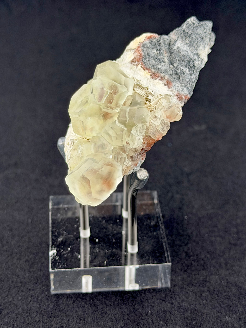 Fluorite on Barite, "Vein Prospect", Rogers Mine, Ontario, Canada