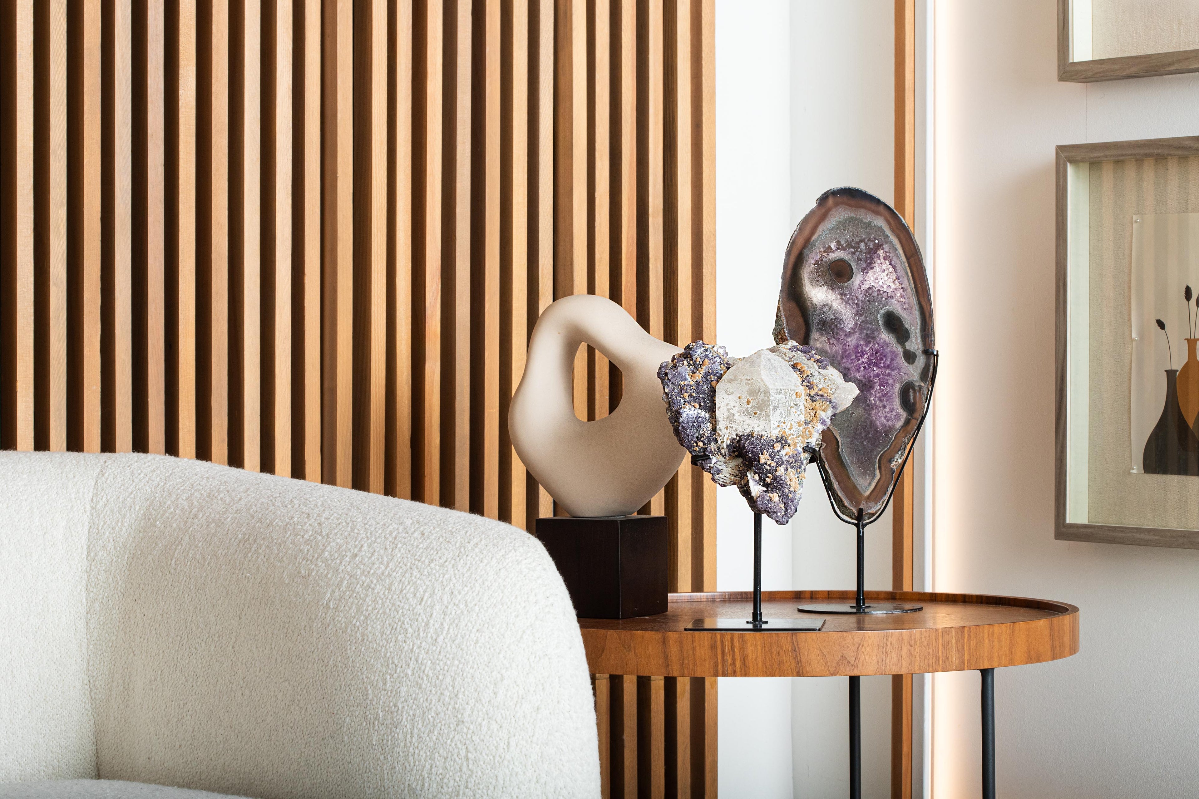 Agate-Framed Amethyst on Custom Stand from Brazil